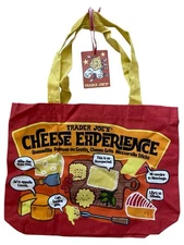 Trader Joes Tote Bag Cheese Reusable 18.5x13.5” Shopping Market