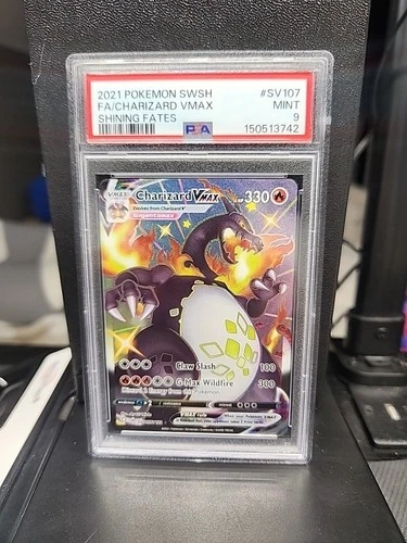 2021 POKEMON SWORD & SHIELD SHINING FATES #SV107 FULL ART/CHARIZARD VMAX PSA 9