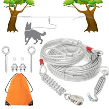 Dog Tie Out Cable - 100 ft Long Dog Cable with 10 ft Run Cable for Yard Training