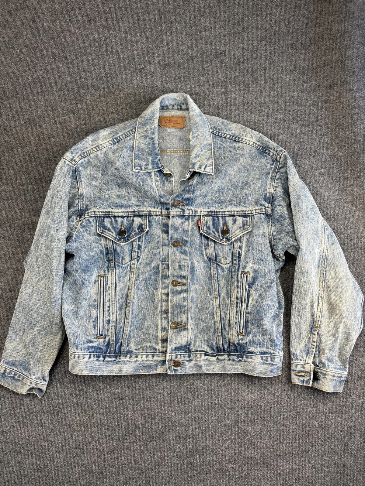 SUPREME Giacca vintage Levis uomo extra large blu lavaggio acido denim camionista USA anni 90 70507