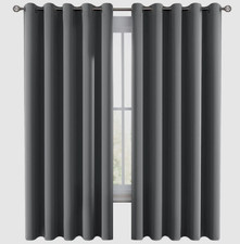 Blackout Curtains Eyelet Ring Top Ready Made Thick Thermal Curtain Set*443
