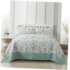 Cal King Quilt Bedding Set, Cotton California King 118"x110" Leaves Multi
