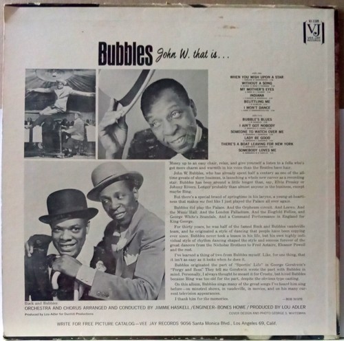John W Sublett Bubbles That Is 1964 Mono LP Vaudeville Rhythm Tap Dancer Astaire - Picture 2 of 3