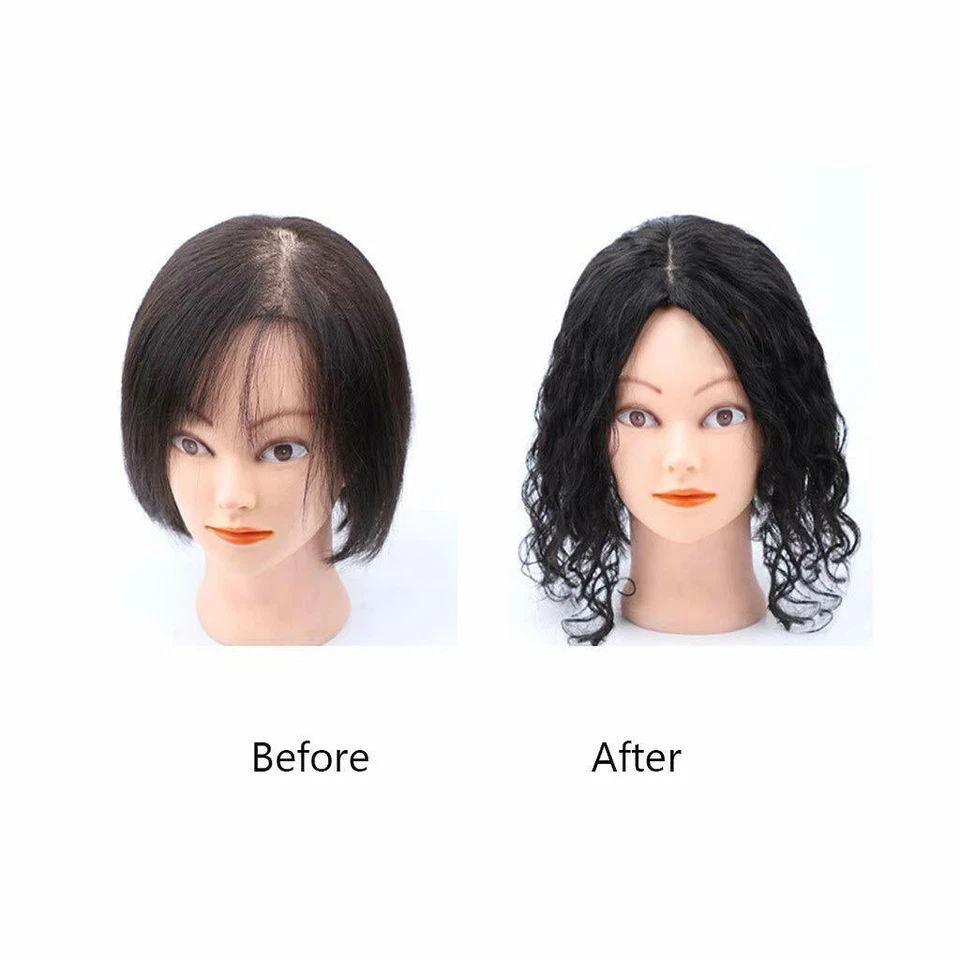 Blusa feminina encaracolada cabelo humano real base de seda média topper wiglet para perda de cabelo - Imagem 3 de 4
