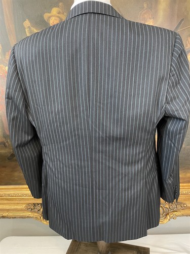 Canali 50 | 40R Made in Italy Gray Blue Pickstripe Super 120's Wool 2Btn Blazer - Picture 11 of 11