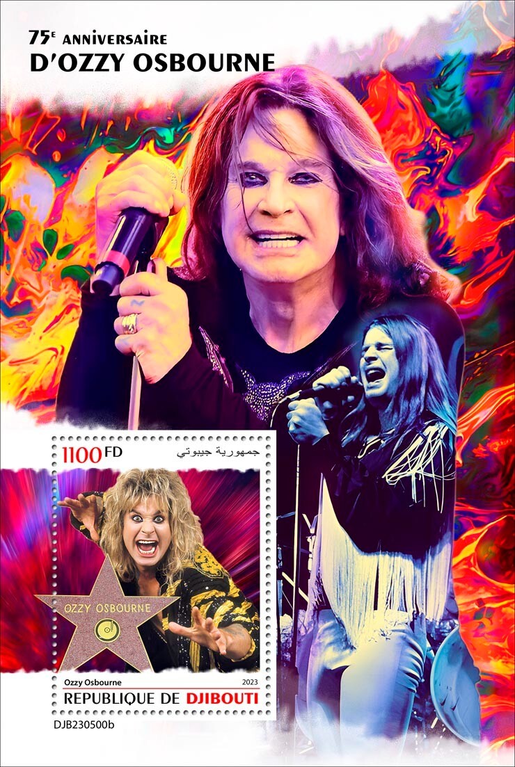 Ozzy Osbourne 75th Anniversary MNH Stamps 2023 Djibouti S/S