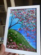 Landscape, Blossom Tree paintings on canvas original 5/7 Inches