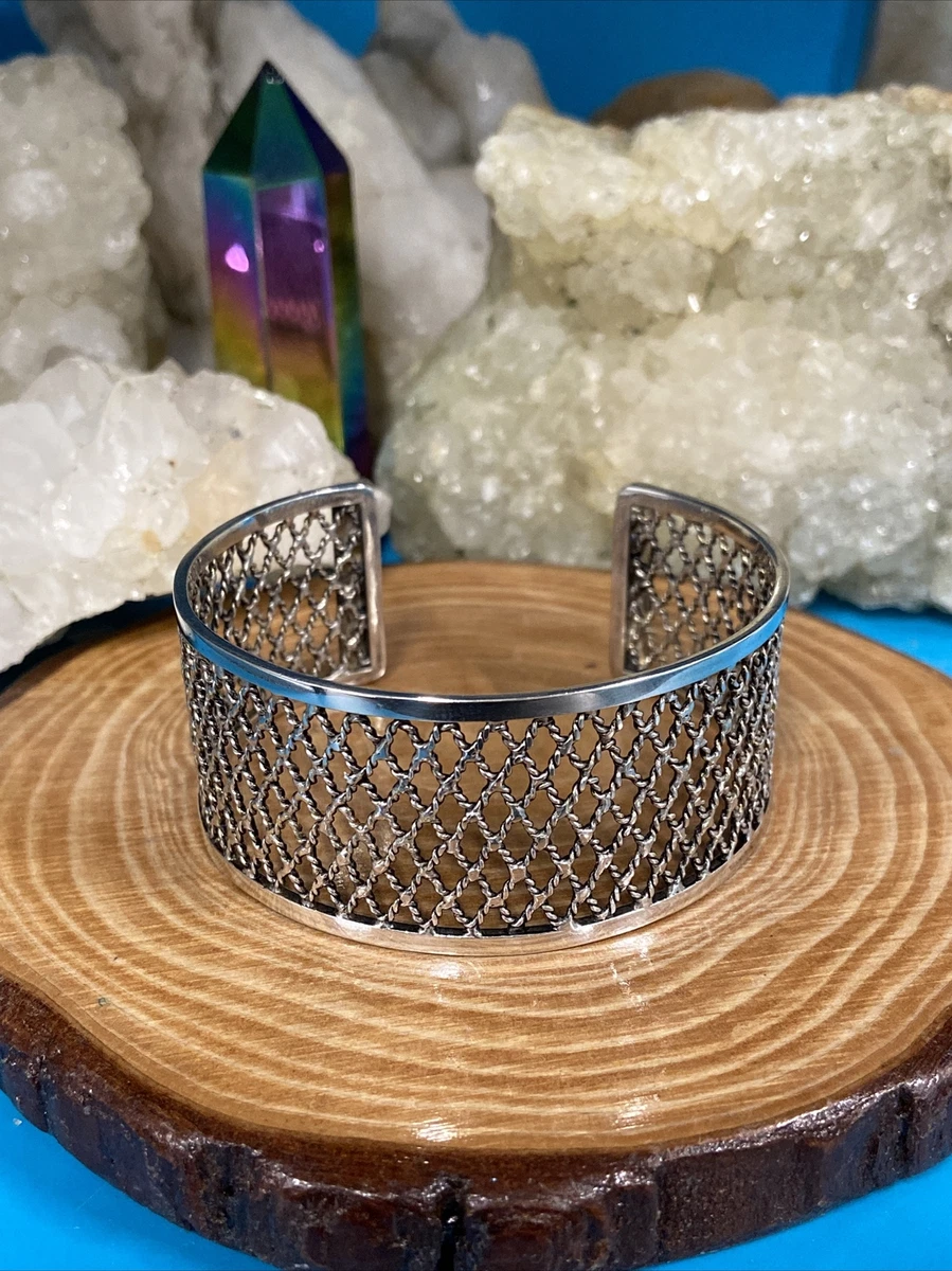 VINTAGE 925 STERLING SILVER Cuff Criss Cross Bracelet 30
