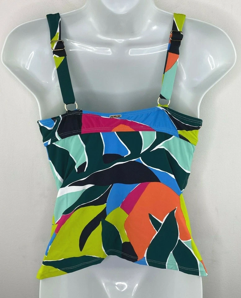 Tankini de natación Anne Cole $74 estampado torcido delantero con aros talla 34B/32C Foto 3 de 4