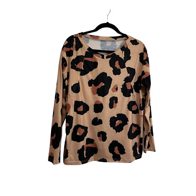 Womens Animal Print Leopard Cheetah Long Sleeve Top Blouse Size S