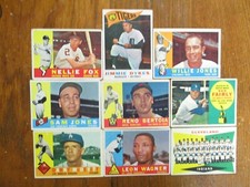 9-1960 Topps Cards(w/NELLIE  FOX/JIMMIE DYKES/RON FAIRLY/WILLIE JONES/SAM JONES)
