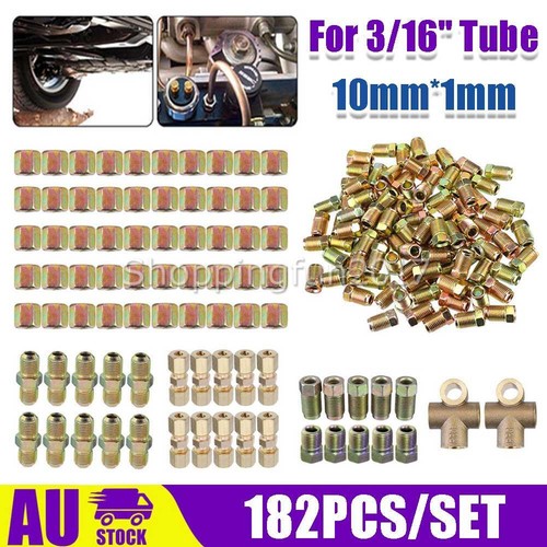 182pc Brake Line Connector Male Female Kit 2 3 Way 10mm 3/8'' 7/16 ...