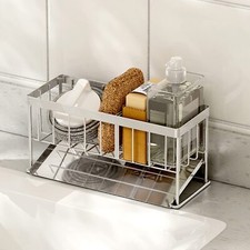 Sink Caddy - Kitchen Sink Organizer - Quick Draining 304 Stainless Steel Tray