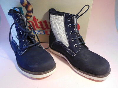 NATURINO Schuhe für Mädchen Nubukleder Nabuk Bleu-Tela Ecru Größe 27 ungetragen