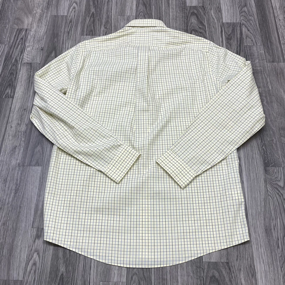 Camisa de vestir EDDIE BAUER calce relajado abotonada amarilla a cuadros para hombre talla mediana Foto 3 de 4