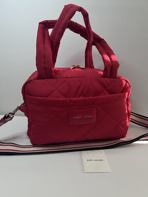 MARC JACOBS Quilted Nylon Small Weekender Bag Duffle Bag Travel Bag RED  NWOT