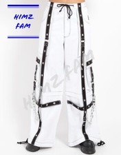 Goth Bondage Pant Men Straps Punk Rock EMO Cargo Handmade Trouser White Black