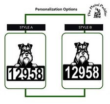 Miniature Schnauzer 2 Address Sign - Detailed Dog Design with Custom House Numb