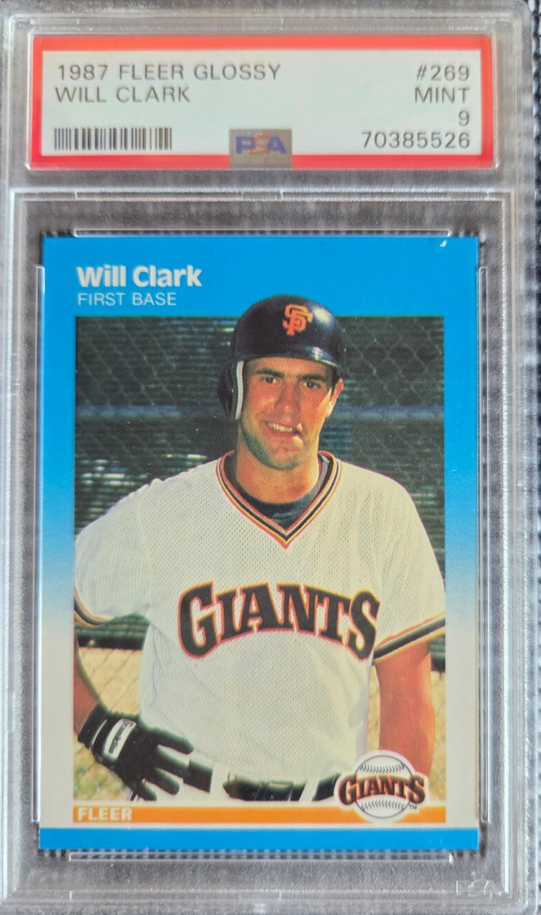 1987 FLEER GLOSSY #269 WILL CLARK RC GIANTS PSA 9
