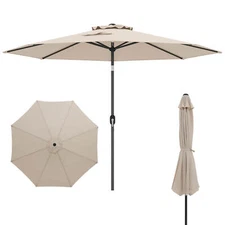 GOPLUS 10FT Patio Umbrella 6 Ribs Market Steel Tilt W/ Crank Outdoor Garden