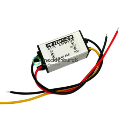12V/24V to 5V 5A 25W DC-DC Converter Step Down Buck Power Supply Regulator