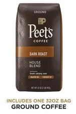 Peet's Coffee Ground Dark Roast, House Blend 32 oz