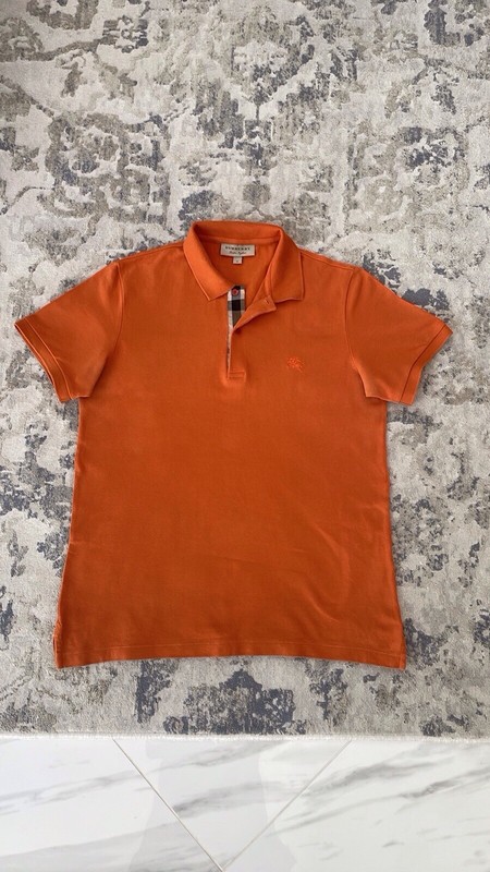 Burberry Men’s 100% Cotton Orange Polo Shirt Size Medium