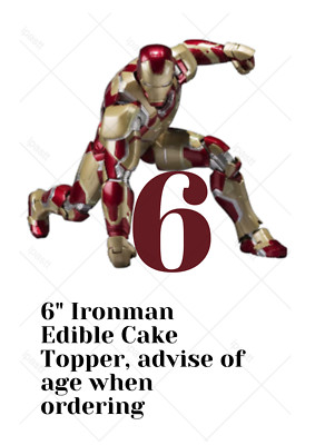 6'' Vorgeschnitten Marvel Avengers Ironman Essbar Kuchen Topper Alter wählbar