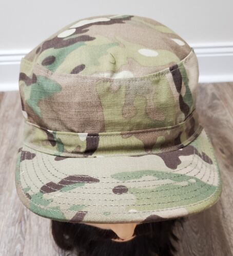 Military Uniform Cadet Patrol Cap Fitted 7 1/4 Green Camo Hat SPM1C1-09-D1083 - Picture 1 of 8