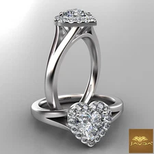 Split Shank Halo Heart Diamond Engagement Prong Setting Ring GIA E VS1 0.92 Ct