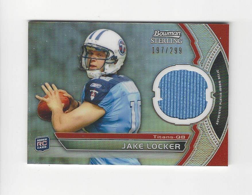 2011 Bowman Sterling Refractor Jake Locker Rookie JERSEY Titans /299