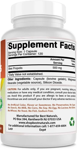 Best Naturals Bee Propolis 500 mg 120 Capsules