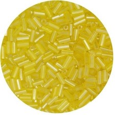 Czech Glass Bugle Beads Size 2 Luster Yellow