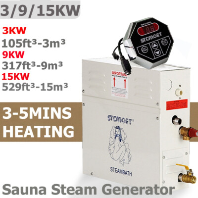 #ad 3 15KW SAUNA STEAM GENERATOR HOME SPA SHOWER MULTIFUNCTIONAL BATH 220V 240V $239.88