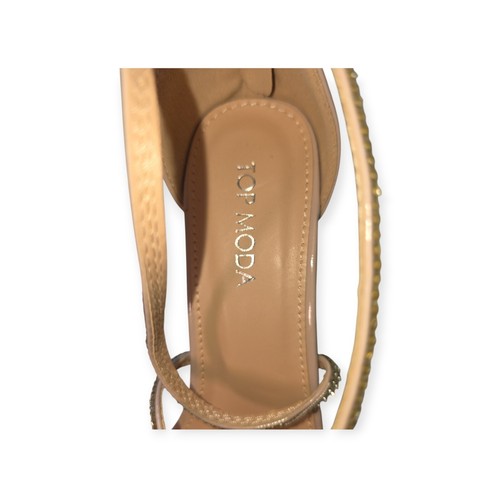Top Moda Sandals Taupe Rhinestone Women's Size 7 - Picture 3 of 8