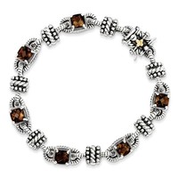 Sterling Silver 5.14ct 14k Yellow Gold Smokey Quartz 7.5in Vintage Bracelet on sale Sterling Silver 5.14ct 14k Yellow Gold Smokey Quartz 7.5in Vintage Bracelet on sale