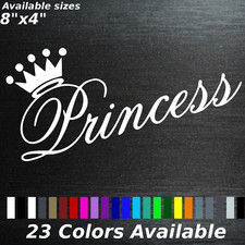 Pair Princess Decal Sticker Girls Car Woman Lady Truck Crown