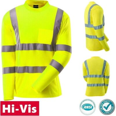 Hi Vis ANSI Class 3 Reflective Safety Lime Long Sleeve T Shirts High Visibility