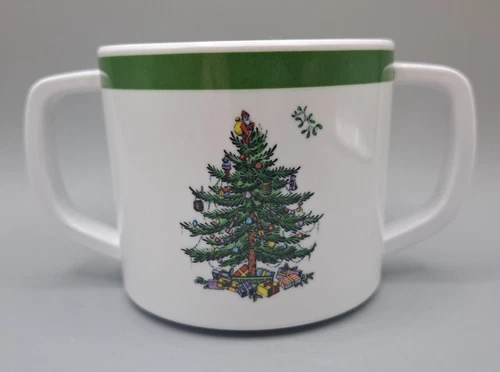 Spode Christmas Tree Child’s Two Handled Mug & Fork/Spoon Set(1991)