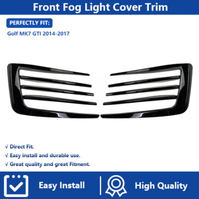 Gloss Black Front Bumper Fog Light Grille Grill Cover Fit for 14-17 Golf MK7 GTI
