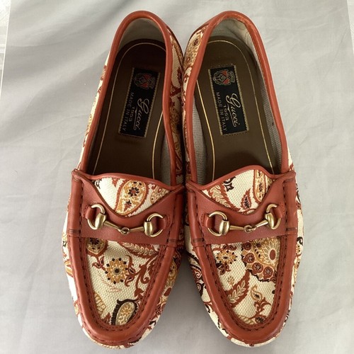 Used GUCCI Women's Loafers Horsebit Canvas Multicolor EU34.5 US4.5 Japan F/S - Picture 20 of 24