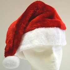 Santa Hat - Standard Santa's Christmas Plush Red Holiday Adult Cap - US Seller 