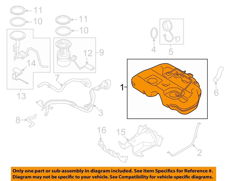Used Fuel Tank fits: 2013 Nissan Murano 21.7 gallon Grade A - Image 3 of 4