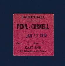 Cornell vs Pennsylvania 1913 college basketball ticket stub -  very rare!!