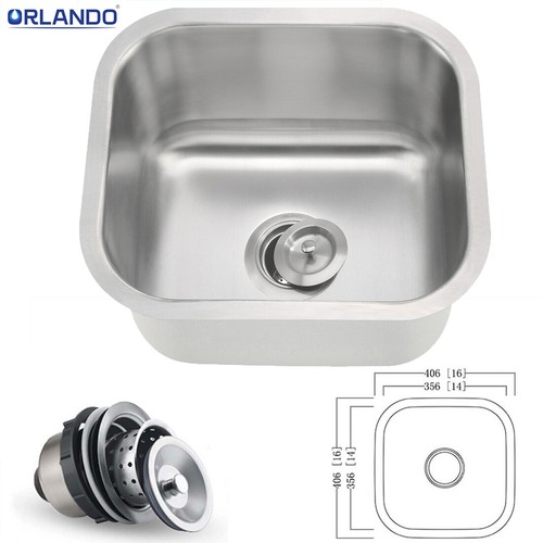 New Stainless Steel Single Bowl Undermount Bar Prep Kitchen Sink Multiple Size - Picture 8 of 16