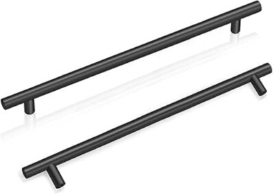 PinLin schwarz Küchenschrankgriffe 224 mm Loch mittig rund Schrankgriffe 5 Pa