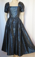 Laura Ashley Abendkleid 36 nachtblau Hochzeit vintage Ball Kleid Theater Taft