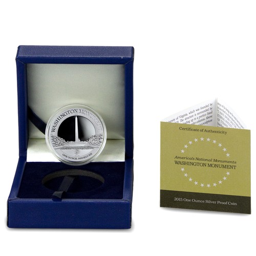 2015 Niue $2 1 oz Proof Silver Coin Washington Monument with Box & COA - Picture 2 of 3