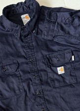 CARHARTT FR - Men's Flame Resistant Blue Workwear Long Sleeve Shirt FRS003 - 3XL