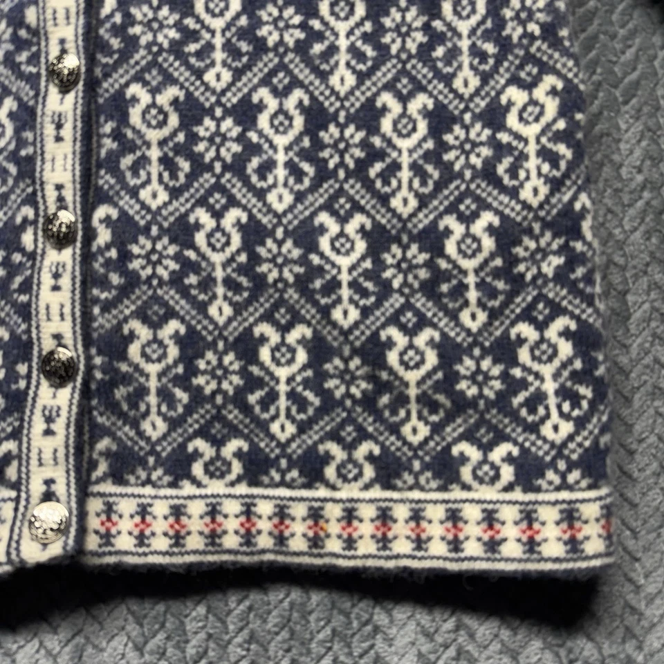 Винтажный шерстяной кардиган Squaw Valley свитер унисекс L синий белый нордический вязаный Fair Isle - Изображение 3 из 4